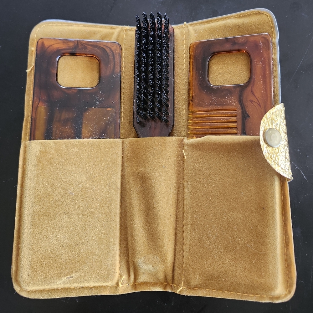 Vintage MCM 3 Piece Travel Vanity Grooming Set Made In Hong Kong